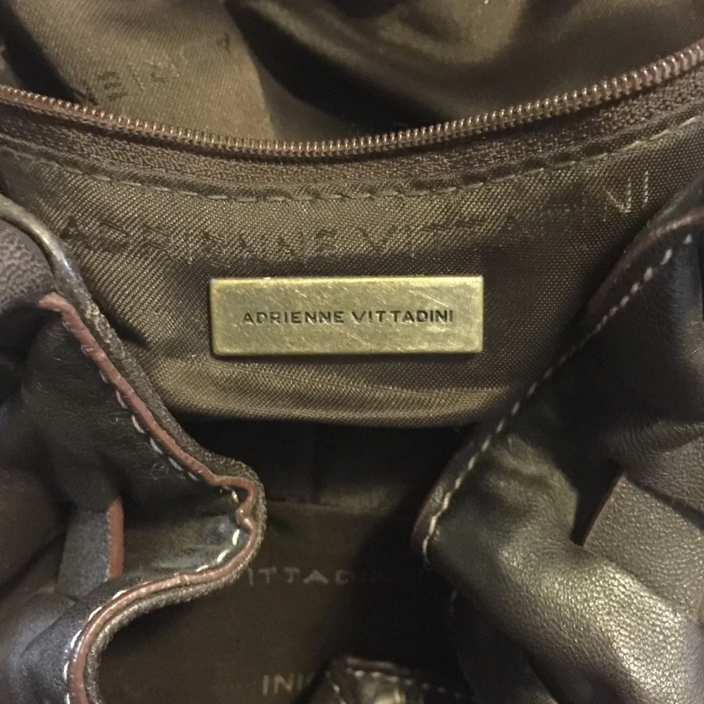 Adrienne Vittadini Black Leather Hobo Bag with Contrast Stitching